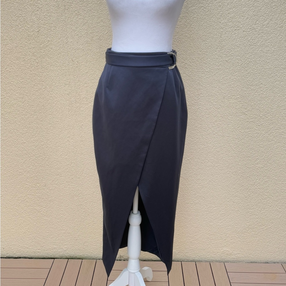 Nisse Navy Blue Midi wrapped navy blue skirt